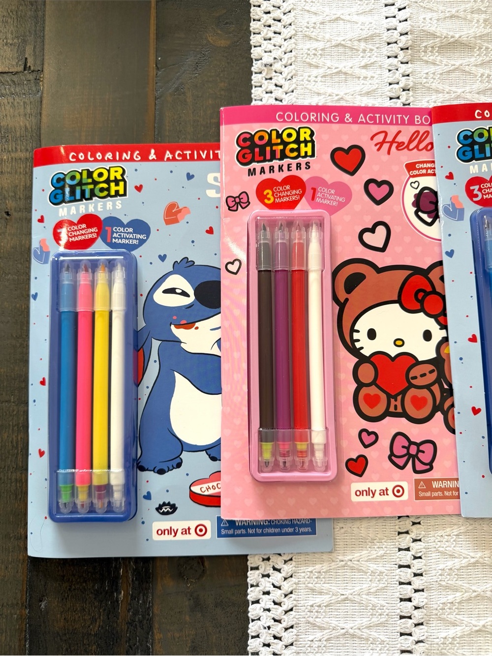 Stitch Hello Kitty Activity Coloring Books Color Glitch Markers Set 3 - Picture 3 of 5